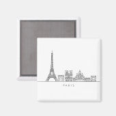Aimant Minimalist Paris Skyline Line Art (Recto/Verso)
