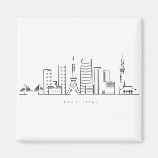 Aimant Minimalist Tokyo Skyline Illustration (Devant)