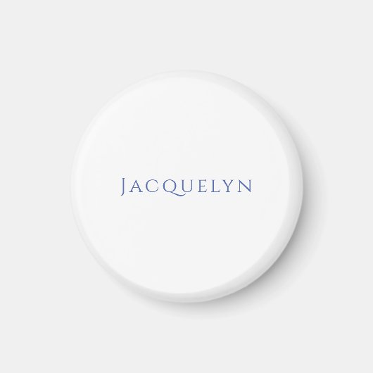 Aimant Minimalist White Blue Plain Elegant Modern Name (Devant)