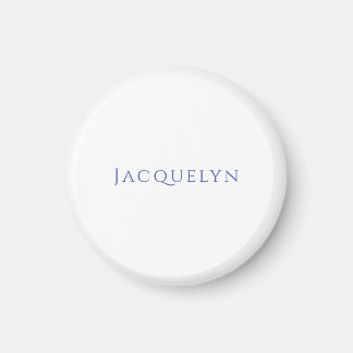 Aimant Minimaliste Blanc Bleu Élégant Moderne Simple Nom