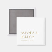 Aimant minimaliste or moderne Art déco Mariage (Recto/Verso)