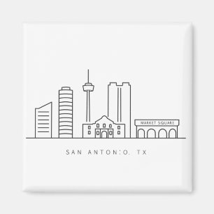 Aimant Minimaliste San Antonio Skyline Art en ligne