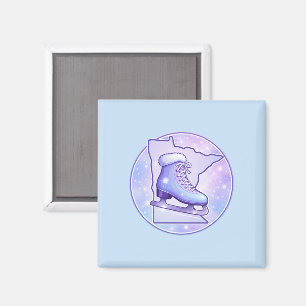 Aimant Minnesota Patinage sur Glace Bleu & Violet