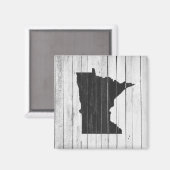 Aimant Minnesota rustique en bois noir et blanc (Recto/Verso)