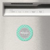Aimant Mint Carré moderne Motif gris Monogramme (In Situ (Lave-vaisselle))