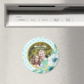 Aimant Mint Faux Gold, Aquarelle Florale Mariage Photo (In Situ (Lave-vaisselle))