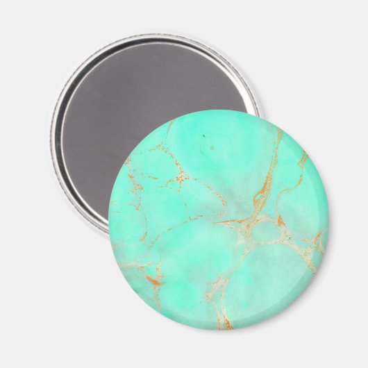 Aimant Mint & Gold Marble Abstract Aqua teal Painted Look (Recto/Verso)