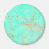 Aimant Mint & Gold Marble Abstract Aqua teal Painted Look (Devant)