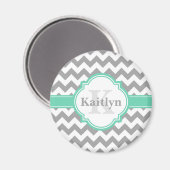 Aimant Mint Grey Chevron Motif & Quatrefoil marocain (Recto/Verso)