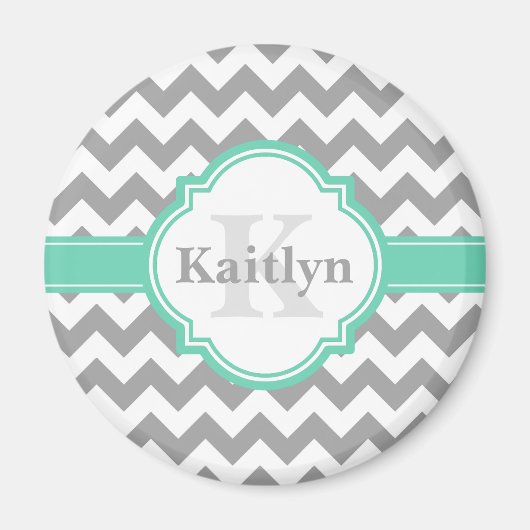 Aimant Mint Grey Chevron Motif & Quatrefoil marocain (Devant)
