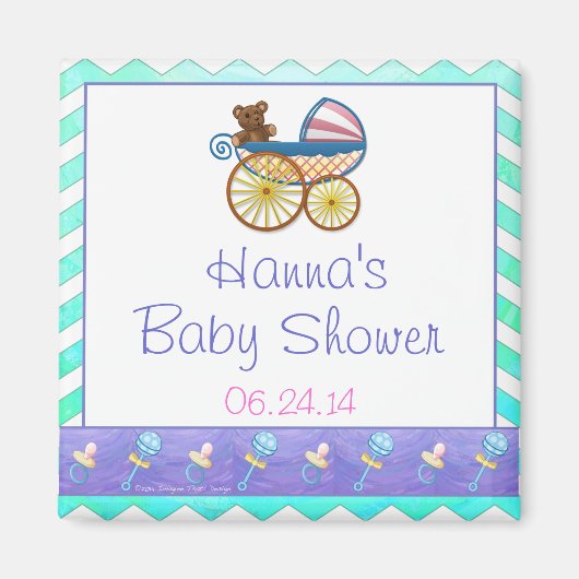 Aimant Mint Ice Blue Chevron Patteryn Baby (Devant)