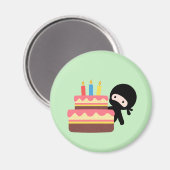 Aimant Minuscule Ninja derrière le gâteau d'anniversaire  (Recto/Verso)