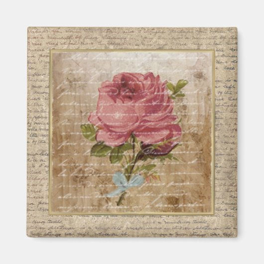 Aimant Minuscule Vintage floral imprimé Dusty rose (Devant)