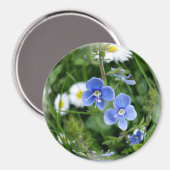 Aimant minuscules fleurs bleues (Recto/Verso)