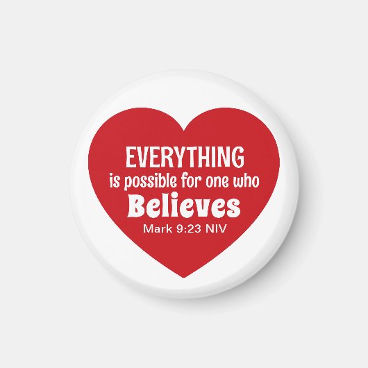 Aimant Miracle Bible Verse Red Heart Encouraging Believe (Devant)