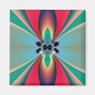Aimant Miroir de symétrie abstrait en corail sarcelle Art