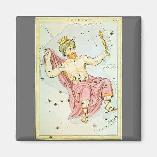 Aimant Miroir d'Urania, carte céleste astronomique vintag (Devant)