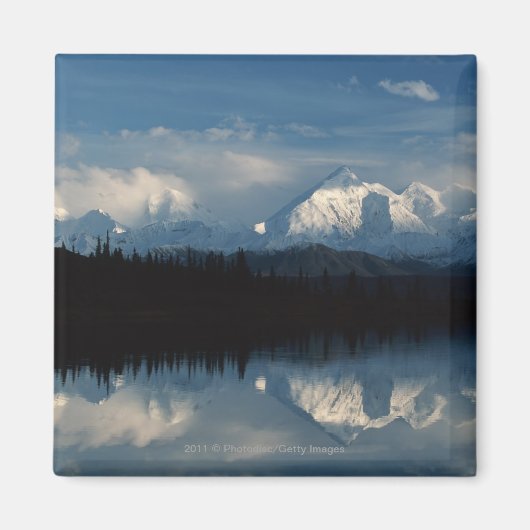 Aimant Mirror Lake Horizon avec Forêt et Montagnes Neige (Devant)