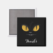 Aimant Mischievous Chat noir avec les doigts Merci (Recto/Verso)