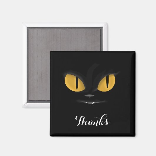 Aimant Mischievous Chat noir avec les doigts Merci (Recto/Verso)