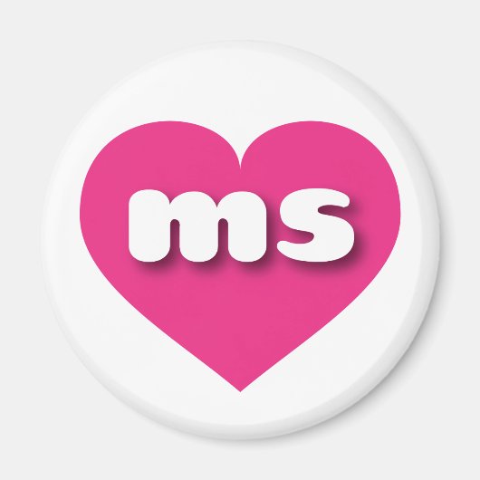 Aimant Mississippi coeur rose chaud - I love ms (Devant)
