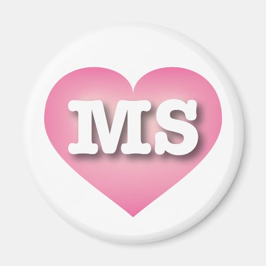 Aimant Mississippi Pink Fade Heart - J'aime MS (Devant)