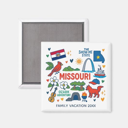 Aimant Missouri Family Trip Keepsake Personalized (Recto/Verso)