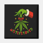 Aimant Mistlestoned Weed Leaf Funny Stoner Christmas (Devant)