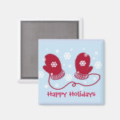 Aimant Mittens Rouges - Joyeuses Fêtes (Recto/Verso)