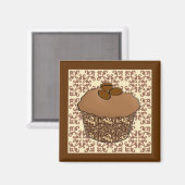Aimant Mocha / Café Frosted Cupcake, Arrière - plan dente (Recto/Verso)