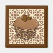 Aimant Mocha / Café Frosted Cupcake, Arrière - plan dente (Devant)