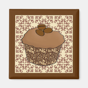 Aimant Mocha / Café Frosted Cupcake, Arrière - plan dente