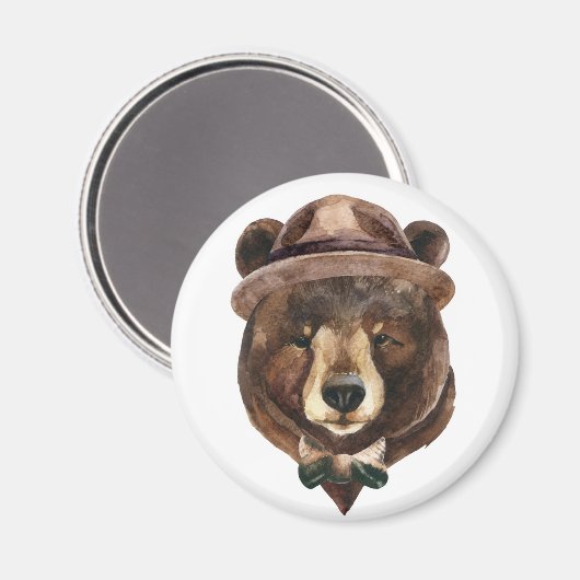 Aimant Mode de l'ours aquarelle (Recto/Verso)
