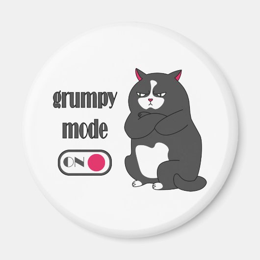 Aimant Mode grumeux sur drôle de gros chat (Devant)