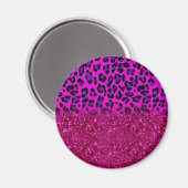 Aimant Mode moderne rose violet Parties scintillant Leopa (Recto/Verso)