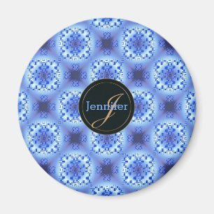 Aimant modèle bleu géométrique ethnique abstrait