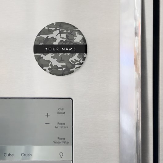 Aimant Modèle de camouflage gris, Votre nom, Personnalise (In situ (réfrigérateur))