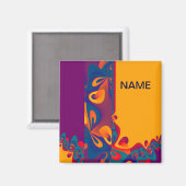 Aimant Modèle de conception graphique - violet orange + v (Recto/Verso)