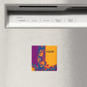 Aimant Modèle de conception graphique - violet orange + v (In Situ (Lave-vaisselle))