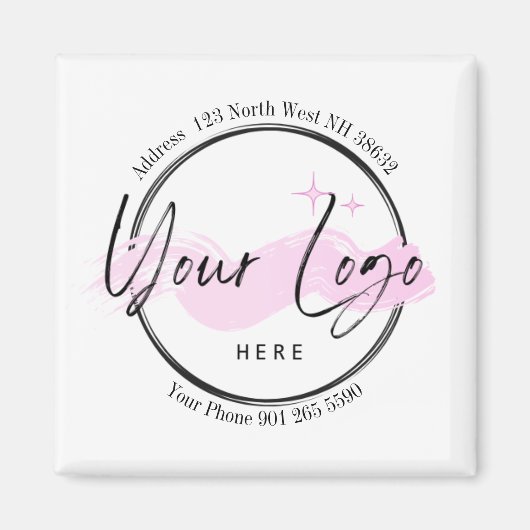 Aimant Modèle de logo personnalisé - Téléphone et adresse (Devant)