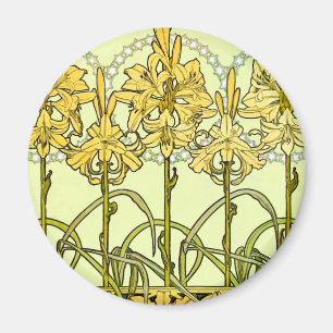 Aimant Modèle de lys Art nouveau d'Alphonse Mucha classiq