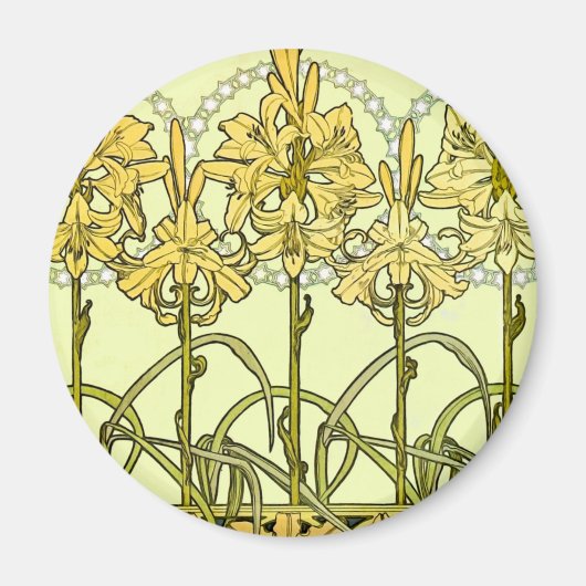 Aimant Modèle de lys Art nouveau d'Alphonse Mucha classiq (Devant)