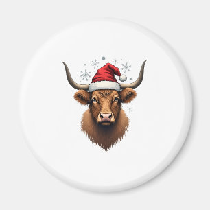 Aimant Modèle de Noël de vache Highland vintage avec le P