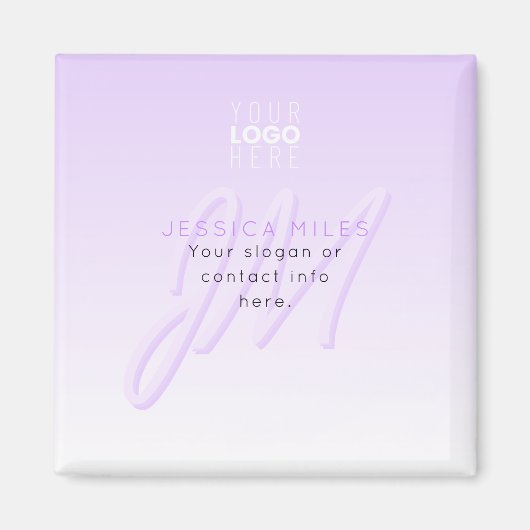 Aimant Modèle de nom professionnel et de slogan | Violet  (Devant)