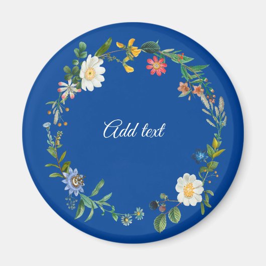 Aimant Modèle de texte Floral Wreath (Devant)