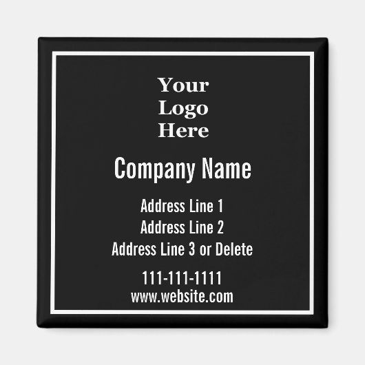 Aimant Modèle d'entreprise Noir et blanc Votre logo ici (Devant)