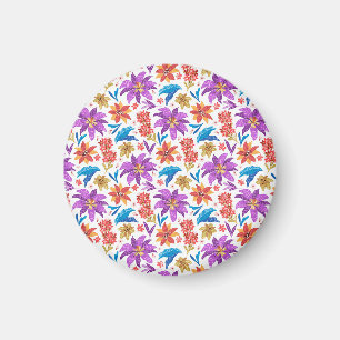 Aimant Modèle floral exotique coloré tiré à la main-70703