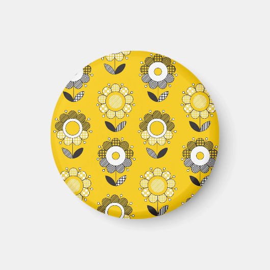 Aimant Modèle floral jaune simple (Devant)