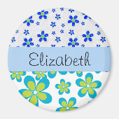 Aimant Modèle Floral, Motif De Fleurs, Votre Nom (Devant)