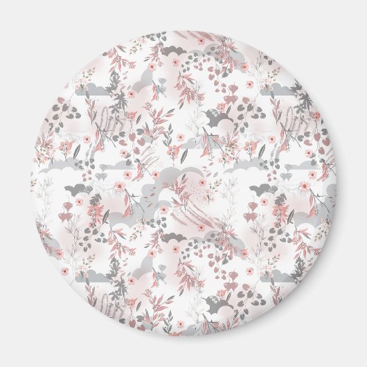 Aimant Modèle floral numérique sur les tons pastel (Devant)